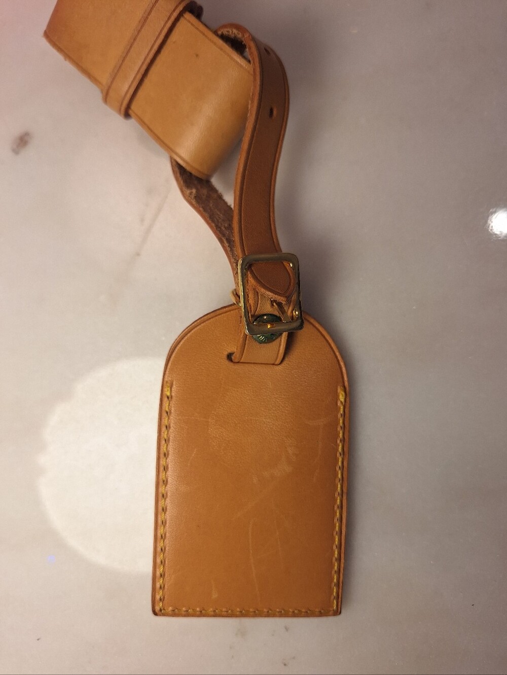 Louis Vuitton Tan Leather Luggage Tag EUC - Picture 2 of 5